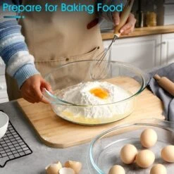 Itopfox Round Glass Casserole Dish With Lid, 4QT Large Microwave Safe Bowl For Cooking, Baking, And Serving, Dishwasher Safe