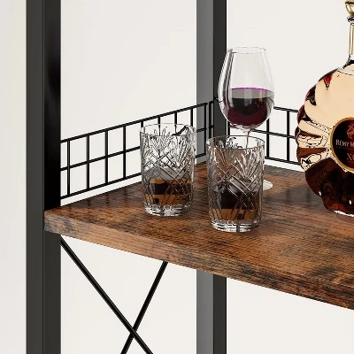 Itopfox 4-Tier Freestanding Wine Rack With Tabletop, Glass Holder, Storage Drawer For Liquor & Glasses, Industrial Style Bar Cabinet For Living Room 3 Itopfox 4-Tier Freestanding Wine Rack With Tabletop, Glass Holder, Storage Drawer For Liquor & Glasses, Industrial Style Bar Cabinet For Living Room - Image 3