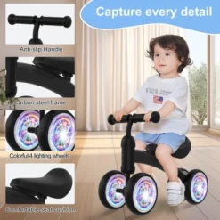 Itopfox Baby Balance Bike For 12-36 Months Kids, Toddler First Birthday Gift, No Pedal 4 Wheels Bicycle, Indoor & Outdoor Play Colorful, Black-Light -Itopfox Shop GUEST f781b03a 8ac6 4515 bcce a16e24629ac2