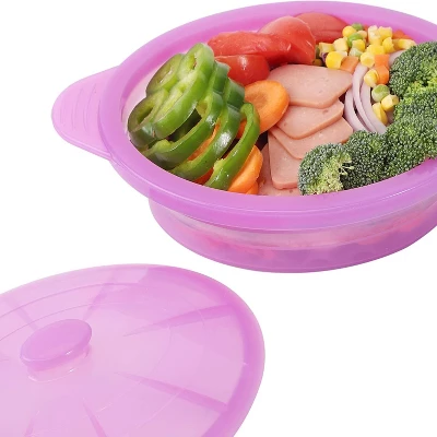 Itopfox Microwave Steamer Cooker Collapsible Bowl With Handle & Lid For Vegetables, Fish, Meal Prep - BPA Free, Dishwasher Safe, Easy Storage, Purple 1 Itopfox Microwave Steamer Cooker Collapsible Bowl With Handle & Lid For Vegetables, Fish, Meal Prep - BPA Free, Dishwasher Safe, Easy Storage, Purple