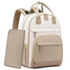 Itopfox Large Capacity Diaper Backpack With Changing Pad, Insulated Pockets, Stroller Buckles, Waterproof, Laptop Compartment, Beige-Khaki -Itopfox Shop GUEST f94509fe ff12 4f09 a1d6 fad43ad031fa