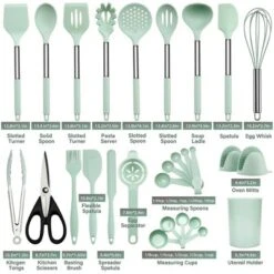 Itopfox 28-Piece Silicone Cooking Utensil Set With Holder, Heat-Resistant Spatula, Tongs, And Stainless Steel Handles, Non-Stick Kitchen Gadgets