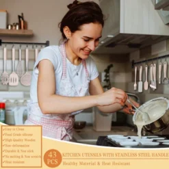 Itopfox Silicone Cooking Utensil Set, 43 PCS Heat Resistant Kitchen Tools With Stainless Steel Handle For Nonstick Cookware, Pots And Pans (Khaki) -Itopfox Shop GUEST f9d01d0a 37f1 4a36 a686 fafb2dec9887