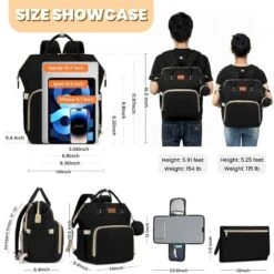 Itopfox Large Waterproof Diaper Backpack With Changing Pad, Pacifier Case, 16 Pockets, Insulated Bottle Holders, Stroller Straps, Black -Itopfox Shop GUEST fafbcba1 e1b6 460d 81e1 cf570825a6ae