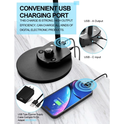 Itopfox LED Desk Lamp With USB Charging Port, 3 Color Modes, Dimmable Reading Light, Intelligent Auto Dimming, Flexible Gooseneck For Bedside, Office 3 Itopfox LED Desk Lamp With USB Charging Port, 3 Color Modes, Dimmable Reading Light, Intelligent Auto Dimming, Flexible Gooseneck For Bedside, Office - Image 3