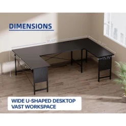 Itopfox U-Shaped Computer Desk With Power Outlets & USB Ports, Spacious Corner Workstation For Home Office & Gaming -Itopfox Shop GUEST fd7db4ce 59bb 4d0d a4ca a786f7f563b6