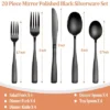 Itopfox 20-Piece Black Silverware Set For 4, Stainless Steel Flatware With Mirror Polish Square Cutlery Set For Kitchen, Fork, Spoon, Dishwasher Safe