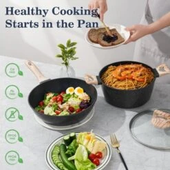 Itopfox 12-Piece Nonstick Cookware Set, Black Granite Induction Pots And Pans For Healthy Cooking, Includes Frying Pans And Saucepans PFAS/PFOA Free -Itopfox Shop GUEST ffbf10a4 8934 4ae8 b75d 5de05dac8abc